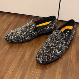 Men's Black Studded Rhinestone Loafers - Like New
